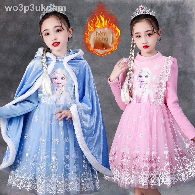 ❉✷Váy công chúa Aisha đông lạnh Cô gái mùa thu và Halloween trang phục trẻ em