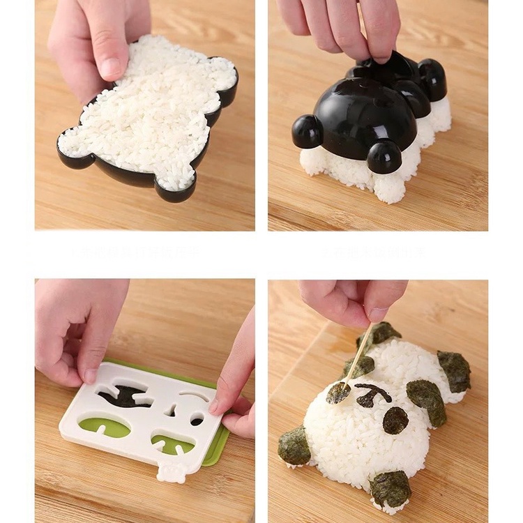 Khuôn cơm bento hình gấu trúc cho bé, khuôn tạo hình bánh sandwich