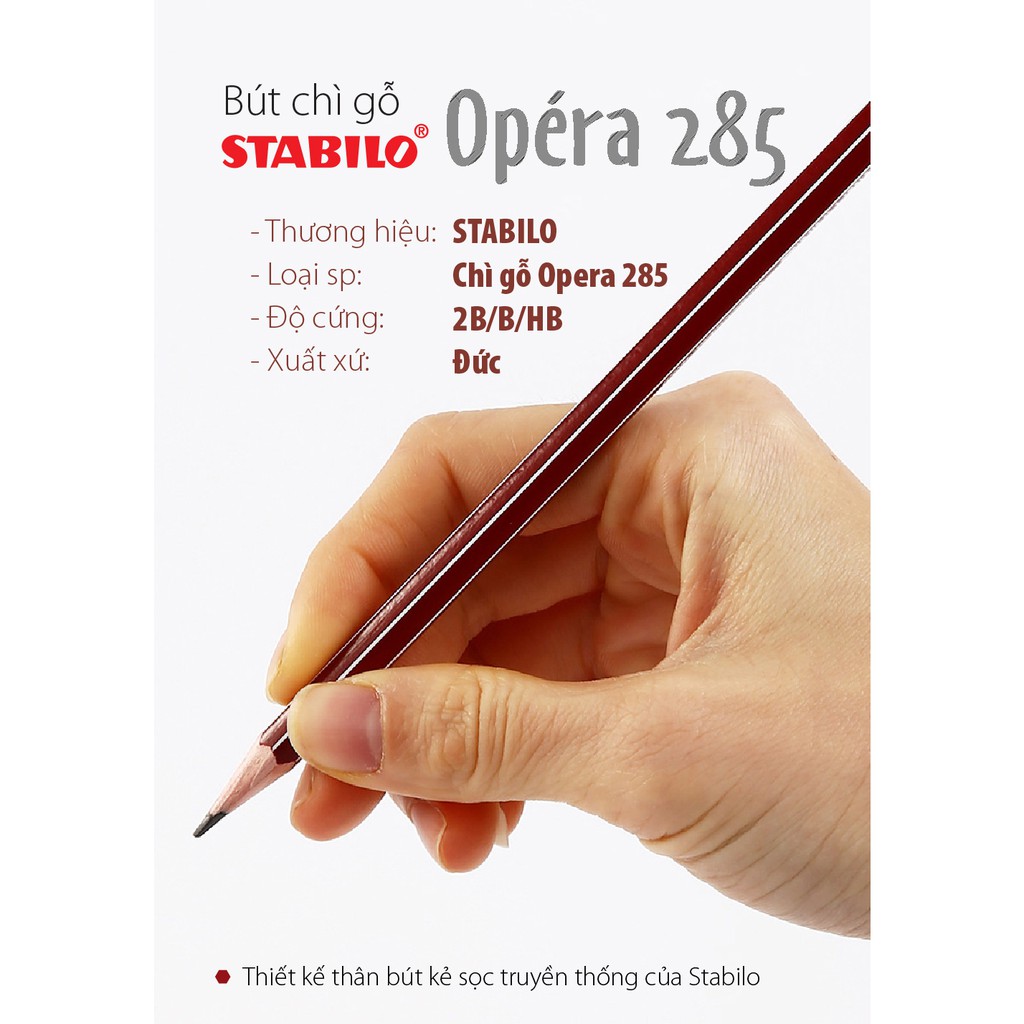 Bút chì gỗ STABILO Opera 2B thân đỏ sọc trắng (PC285-2B)