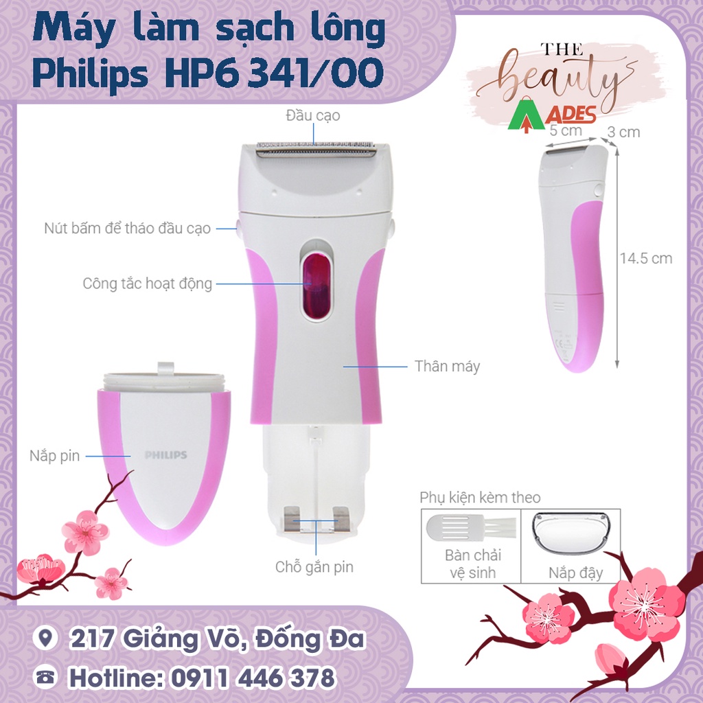 Máy làm sạch lông cho phụ nữ Philips HP6341 - HÀNG CHÍNH HÃNG BẢO HÀNH 12 THÁNG