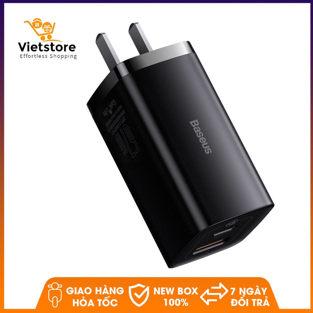 Củ Sạc Nhanh Đa Năng Baseus GaN3 Lite Fast Charger 67W 2 Cổng Type C cho laptop, máy tính bảng