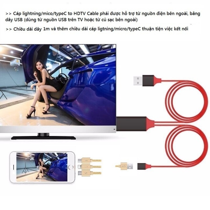 CÁP HDMI KẾT NỐI ĐIỆN THOẠI CÓ MHL RA TIVI ĐA NĂNG HỖ TRỢ CHO CẢ LIGHTNINGMICROTYPEC QUA CỔNG OTG - HÀNG NHẬP KHẨU