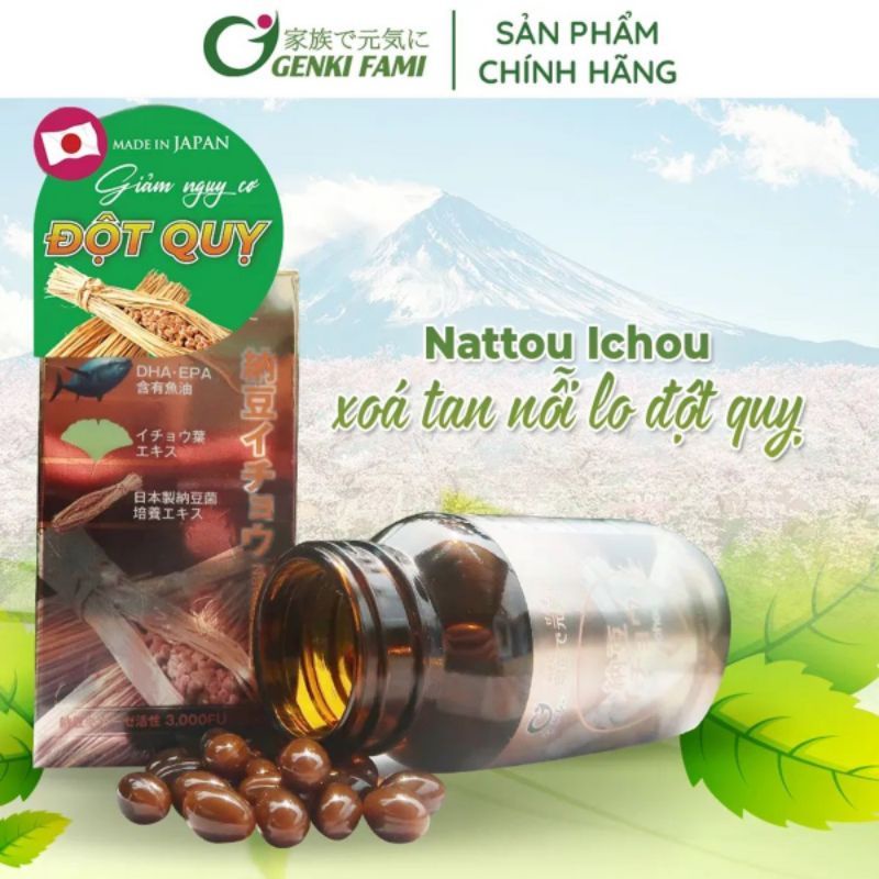 Nattou Ichou Viên Uống Ngăn Ngừa Đột Quỵ Và Bổ Não NattouIchou - Genki Fami lọ 90 viên