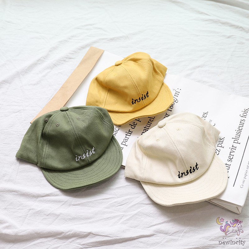 Mũ Lưỡi Trai Màu Đơn Sắc Thêu Chữ Phong Cách Hàn Quốc