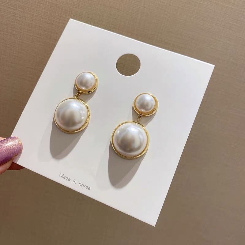 Khuyên tai đính hạt tròn nữ tính - Maben