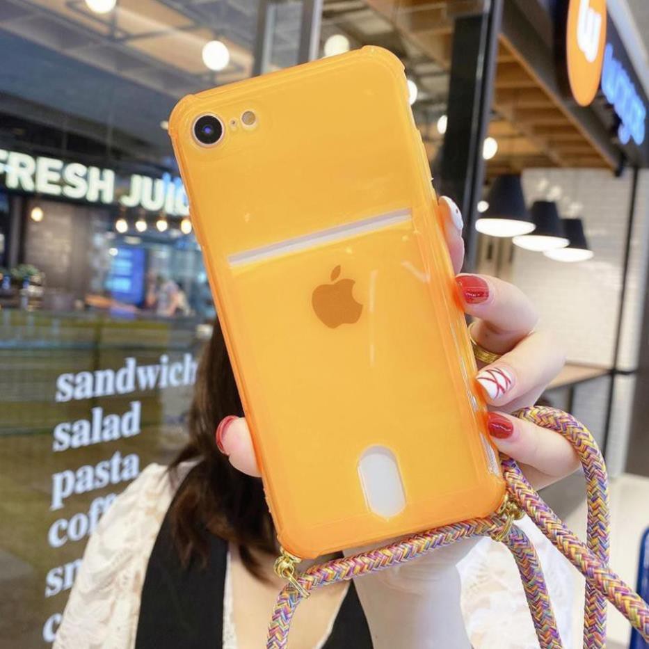 Ốp điện thoại dẽo + dây đeo màu trong suốt dạ quang  + ngăn đựng thẻ iPhone TPHCM | BigBuy360 - bigbuy360.vn