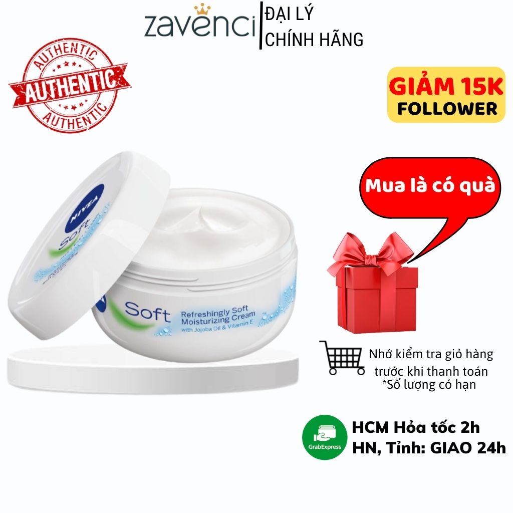 Kem dưỡng ẩm da NIVEA Soft cho cả da mặt và toàn thân dưỡng da mềm mịn 200ml - Zavenci