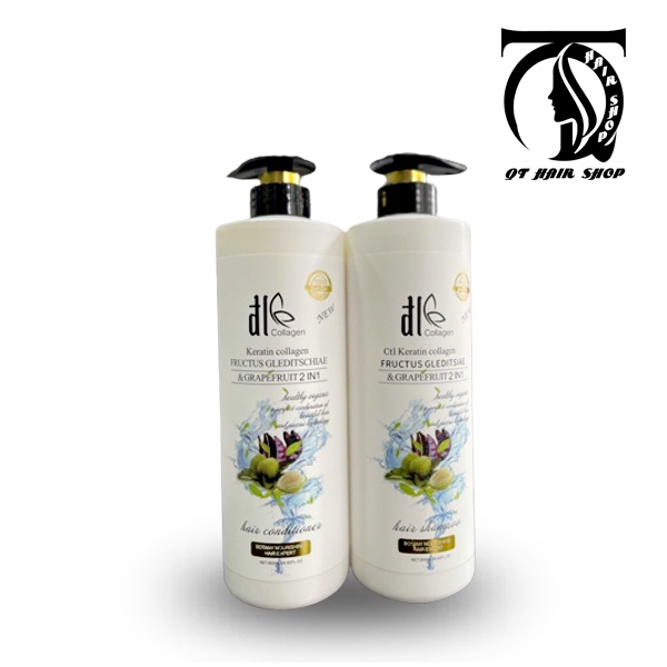 Cặp Dầu Gội Xả DL KERATIN COLLAGEN - Dầu Gội Bồ Kết Hoa Bưởi Phục Hồi Tóc Hư Tổn QT Hair Shop [CHÍNH HÃNG]