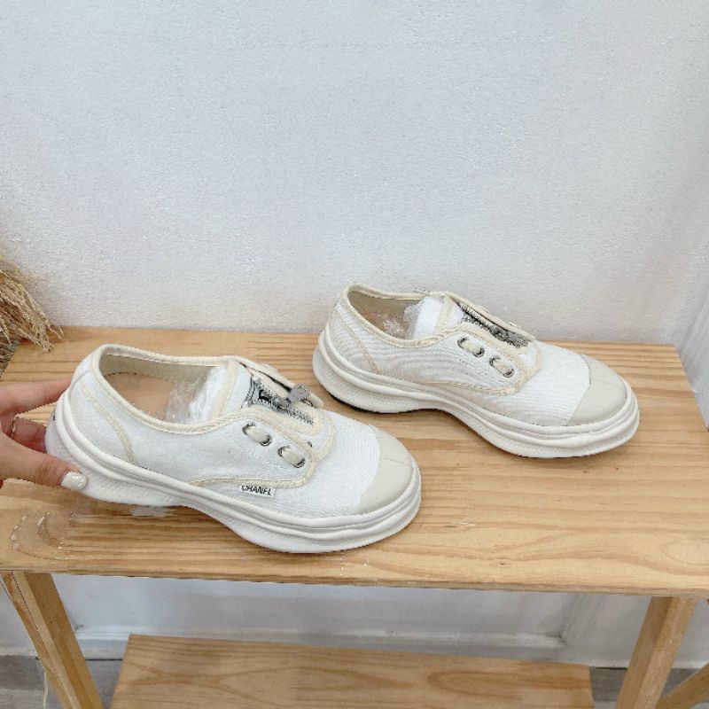 Lo(ẢNH THẬT) Giày Thể Thao Nữ Kem Kéo Khoá Dệt Mềm Êm Fullbox Bill Túi Hãng Cao Cấp