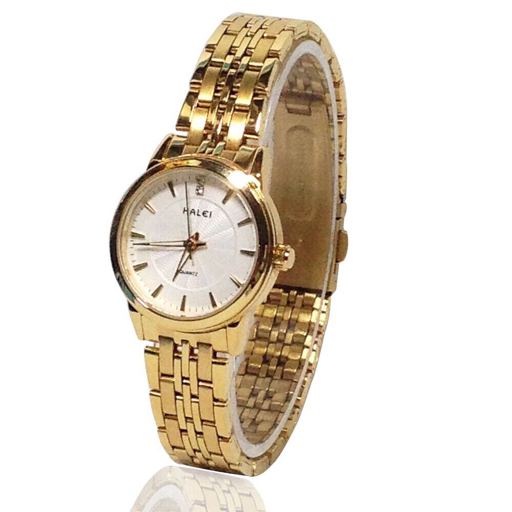 Đồng hồ Nữ dây thép vàng Halei mặt tròn màu trắng chống ghỉ, chống xước, chống nước tuyệt đối HL552 | BigBuy360 - bigbuy360.vn