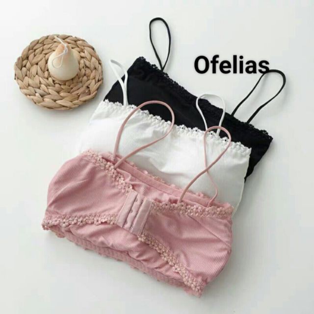{Sỉ = lẻ} Áo Bra Cotton Nhúm Viền Kute/ Bra 2 Dây Có Đệm