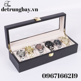 Hộp Đựng Đồng Hồ 6 Chiếc Bằng Gỗ Sơn Đen