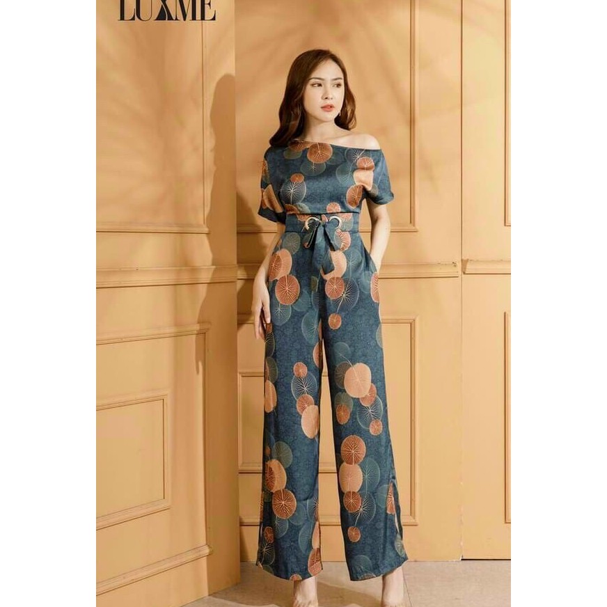 Jumpsuit Dài Ống Suông Thắt Nơ Eo Dấu Bụng, Đồ Bay Dáng Dài