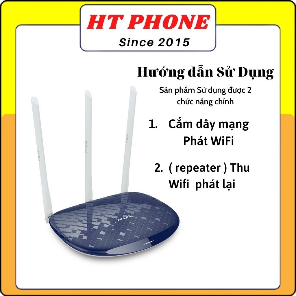 Router modem bộ phát cục phát wifi Tp link 3 Râu 450MBps Chính hãng