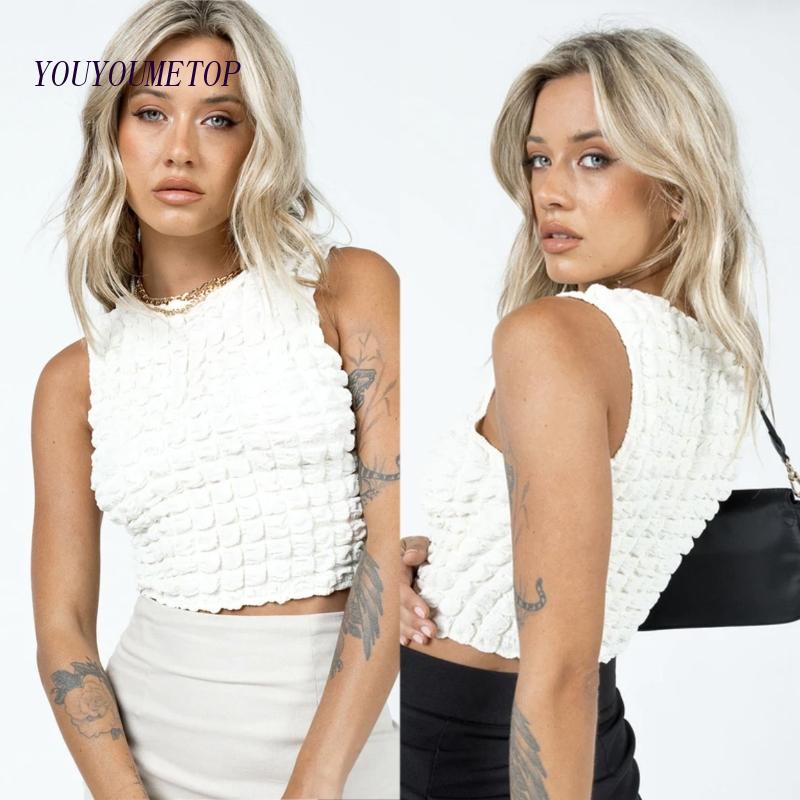 Youyo Áo Croptop Sát Nách Cổ Tròn Ôm Dáng Gợi Cảm Ngọt Ngào Cho Nữ