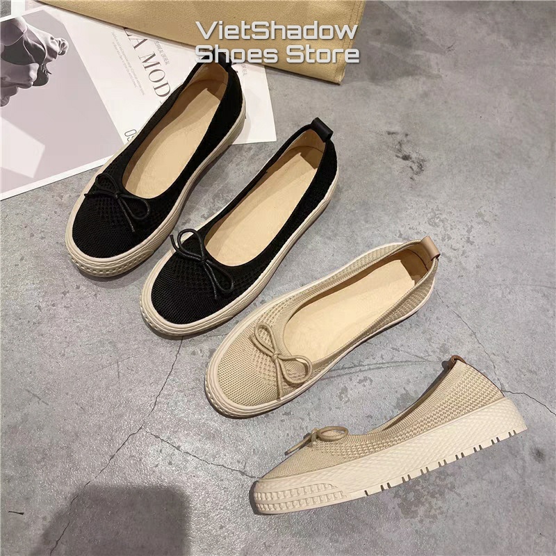 Giày búp bê lười nữ chất liệu dệt kim 3D nguyên chiếc, đế cao su êm mềm chống trơn trượt - Mã SP 8899