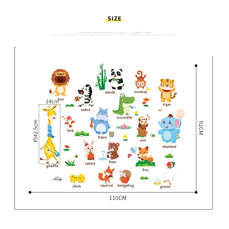 Decal dán tường Thú tiếng anh A113 - Decal dán tường Hàn Quốc | BigBuy360 - bigbuy360.vn