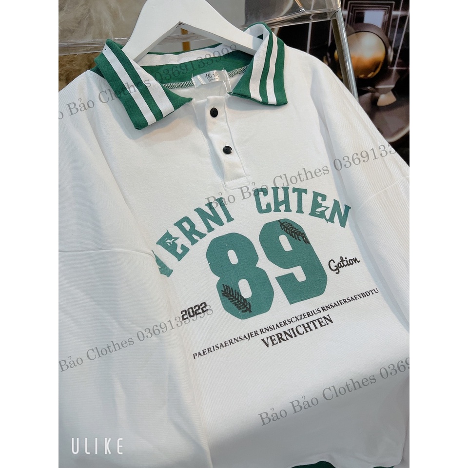 Áo Polo Sweater Nam Nữ Số 89 Cổ Bẻ Hàn Quốc Unisex Viền Cổ Trẻ Trung Form Rộng