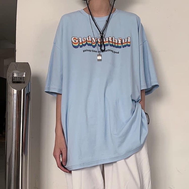 Áo thun unisex cổ tròn form rộng nam nữ hình in chữ