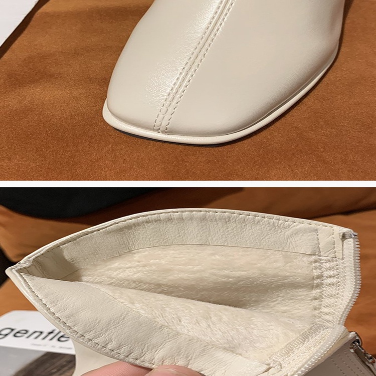 Giày bốt martin IELGY gót dày mũi vuông có khóa kéo phía sau phong cách Hàn Quốc cho nữ