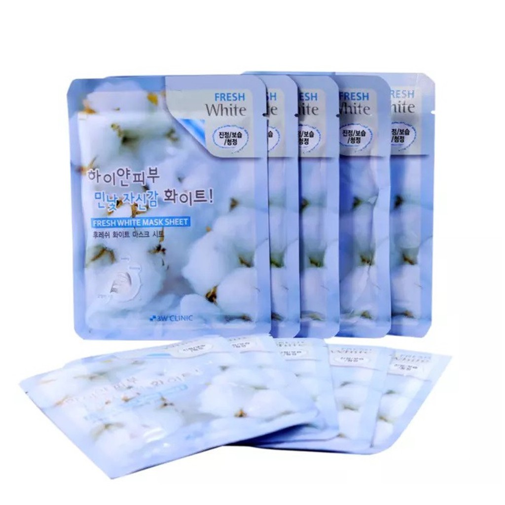 Mặt Nạ Tuyết Dưỡng Trắng Da 3W Clinic Fresh White Mask Sheet 23ml