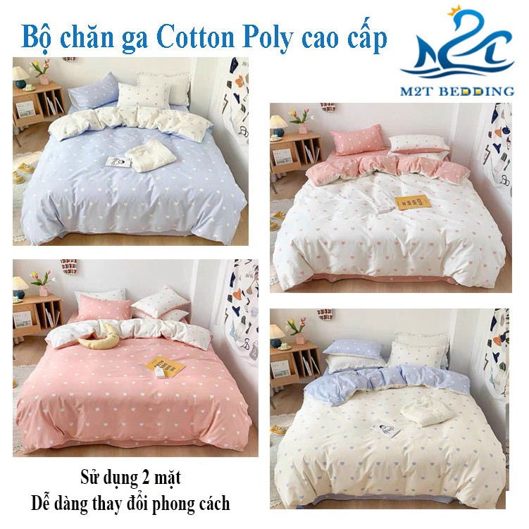 Bộ chăn ga gối Màu Pastel M2T bedding drap cotton poly Hàn Quốc mùa tình yêu đủ size | BigBuy360 - bigbuy360.vn