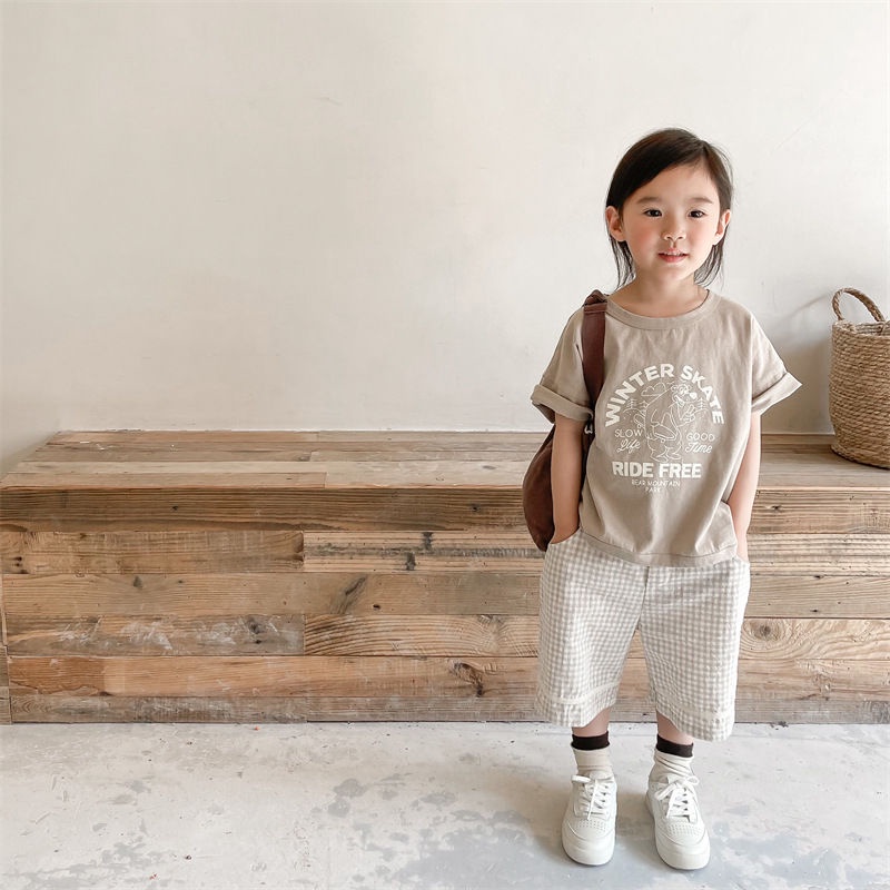 Áo Thun Cổ Tròn Họa Tiết Chữ Hoạt Hình Thời Trang Cho Trẻ Em Gái