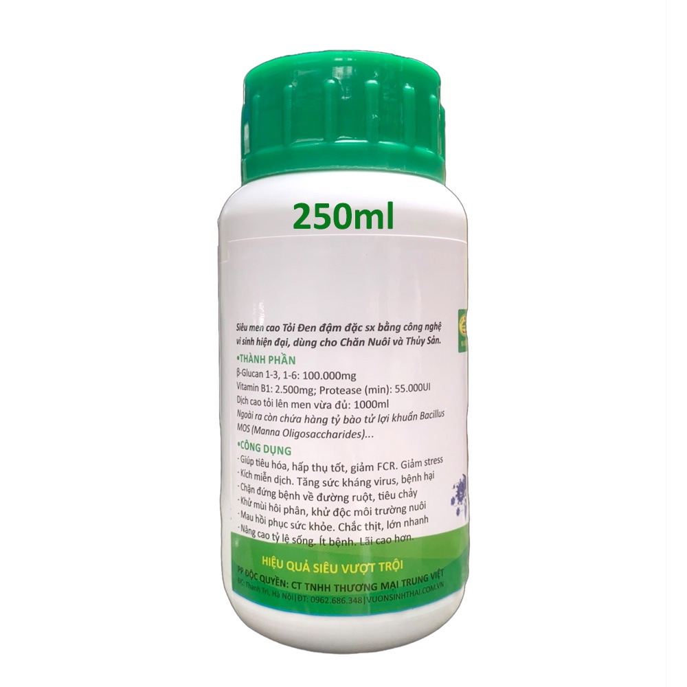 Dịch Men Cao Tỏi đậm đặc 250ml - Cho Chăn Nuôi và Thủy Sản - Kháng virus, chặn dịch bệnh - Vỗ béo, chắc thịt lớn nhanh