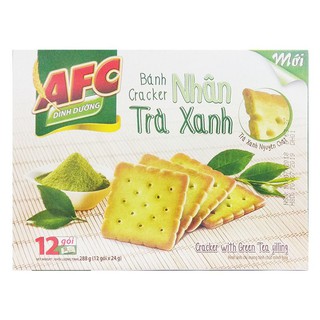 (HẾT HÀNG)Bánh AFC cracker nhân trà xanh hiệu Kinh Đô hộp 288g