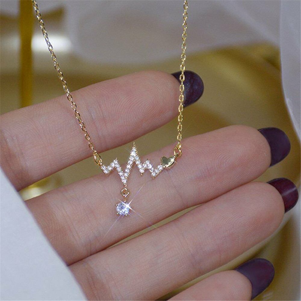 vòng cổ Hợp Kim Mặt Hình Trái Tim Đính Đá Xinh Xắn Cho Nữ