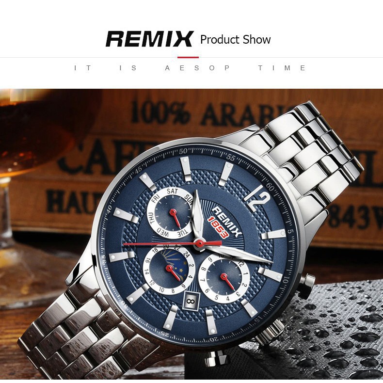 [HÀNG CAO CẤP] Đồng Hồ Nam REMIX Sang trọng – Dây Thép Không Ghỉ – Chống Nước Cực Tốt – Tặng Kèm pin dự phòng DH | BigBuy360 - bigbuy360.vn