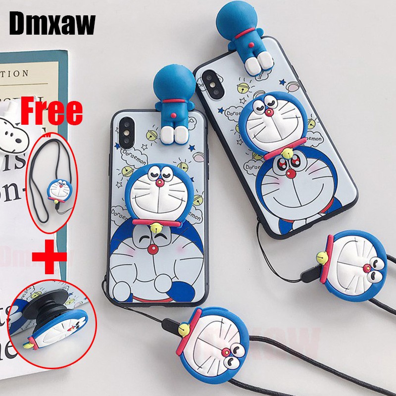 Ốp điện thoại bằng silicone in hình Doraemon cho điện thoại iPhone XS Max XR X 7 8 Plus 6 Plus