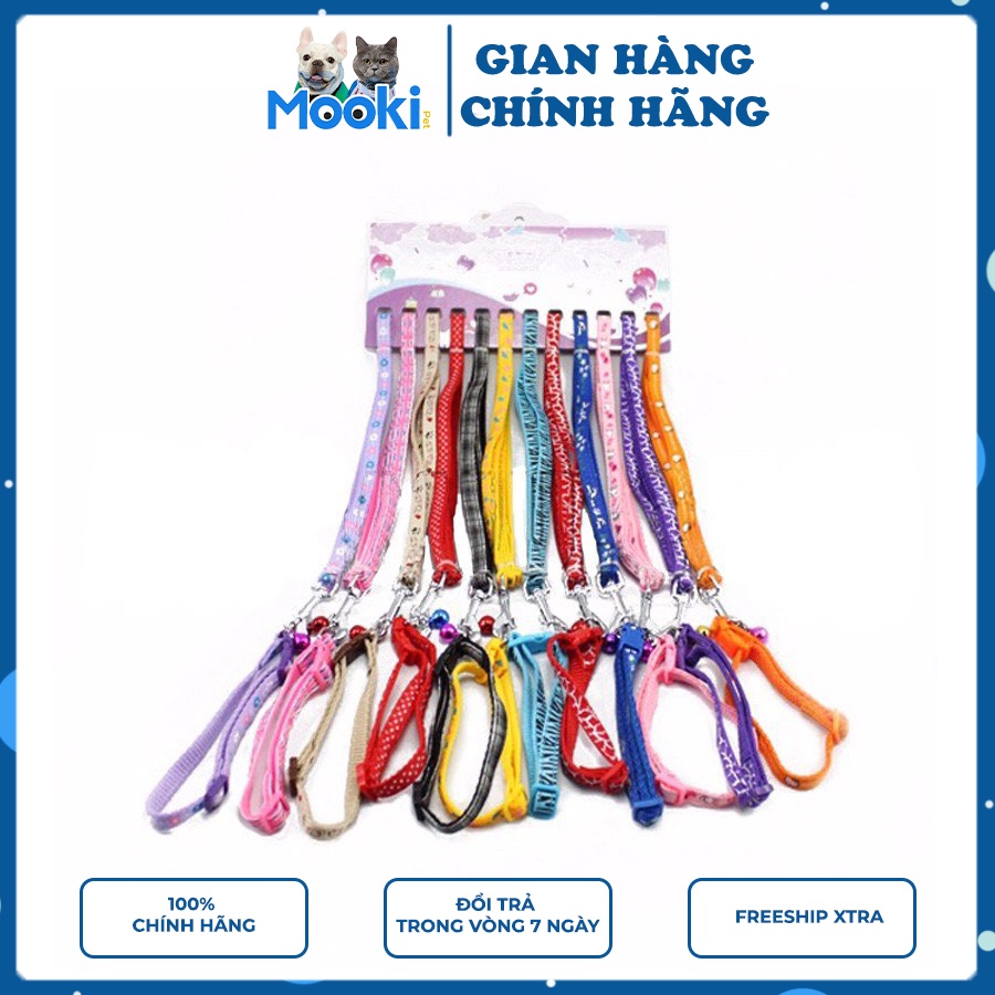 Dây Dắt Chó, Dây dắt chó đi dạo kèm vòng cổ cho chó mèo từ 3-6kg Mooki Pet