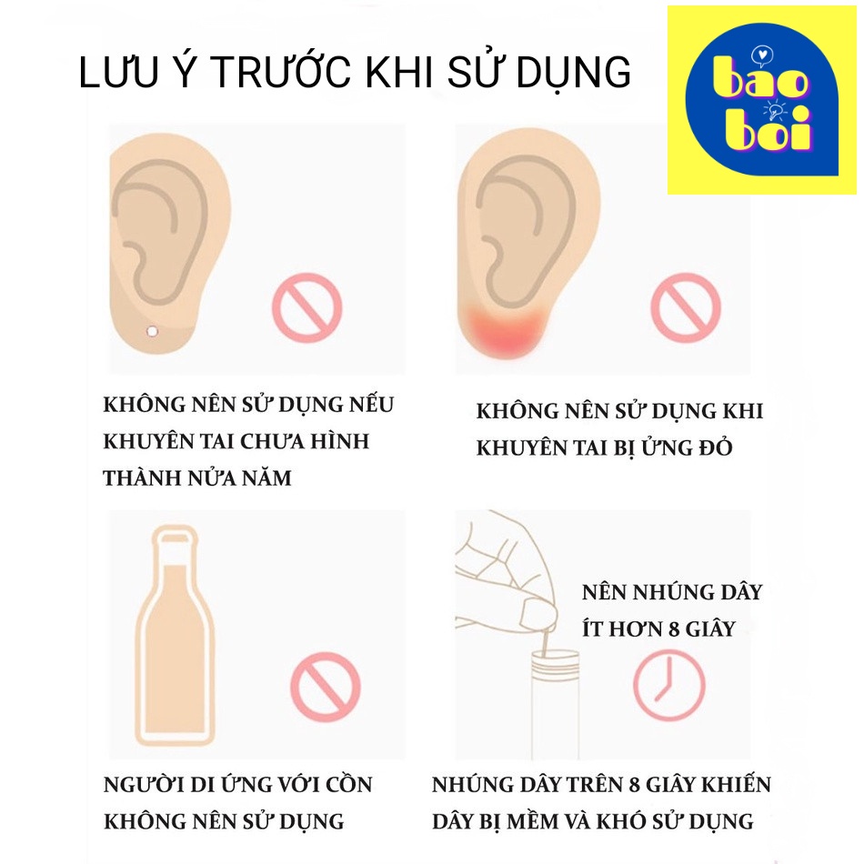 Bộ 70 Dây Và Dung Dịch Vệ Sinh Lỗ Khuyên Tai, Rửa Lỗ Xỏ Tai