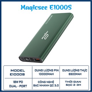 Pin sạc dự phòng Magicsee E1000S 10000mAh 18W QC3.0 2 cổng sạc nhanh đèn LED hiển thị điện tử