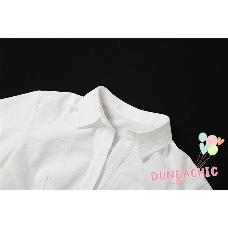 DUNEA Áo Sơ Mi Ngắn Tay Màu Sắc Đơn Giản Quyến Rũ Cho Nữ