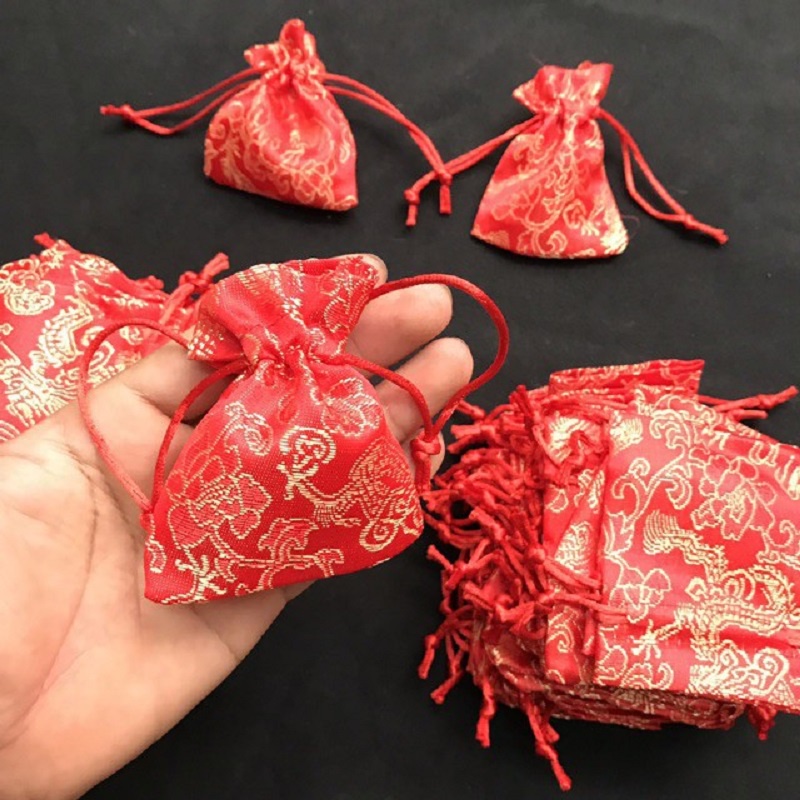 Túi gấm đỏ may mắn long phụng ( rồng phượng )