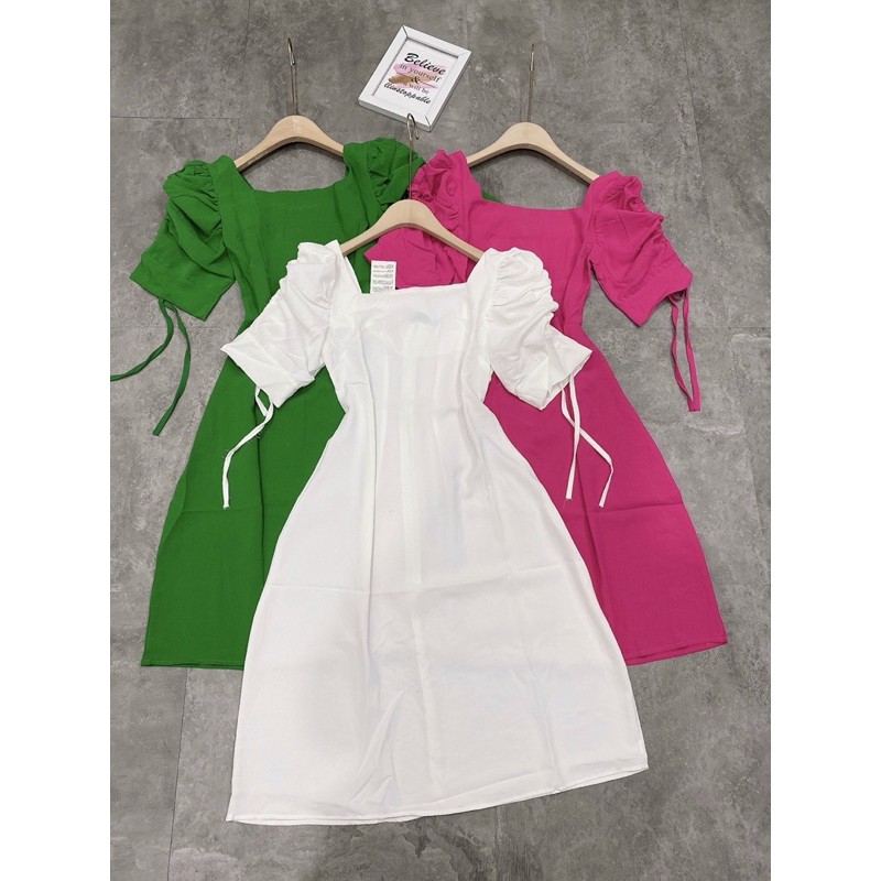 [Giá Sốc] Váy Nữ Tay Nhún 3 Màu Dáng Suông, Đầm Nữ Dáng Suông Chất Đũi Mềm Mịn Thoải Mái (Có Ảnh Thật Kèm Video) | BigBuy360 - bigbuy360.vn