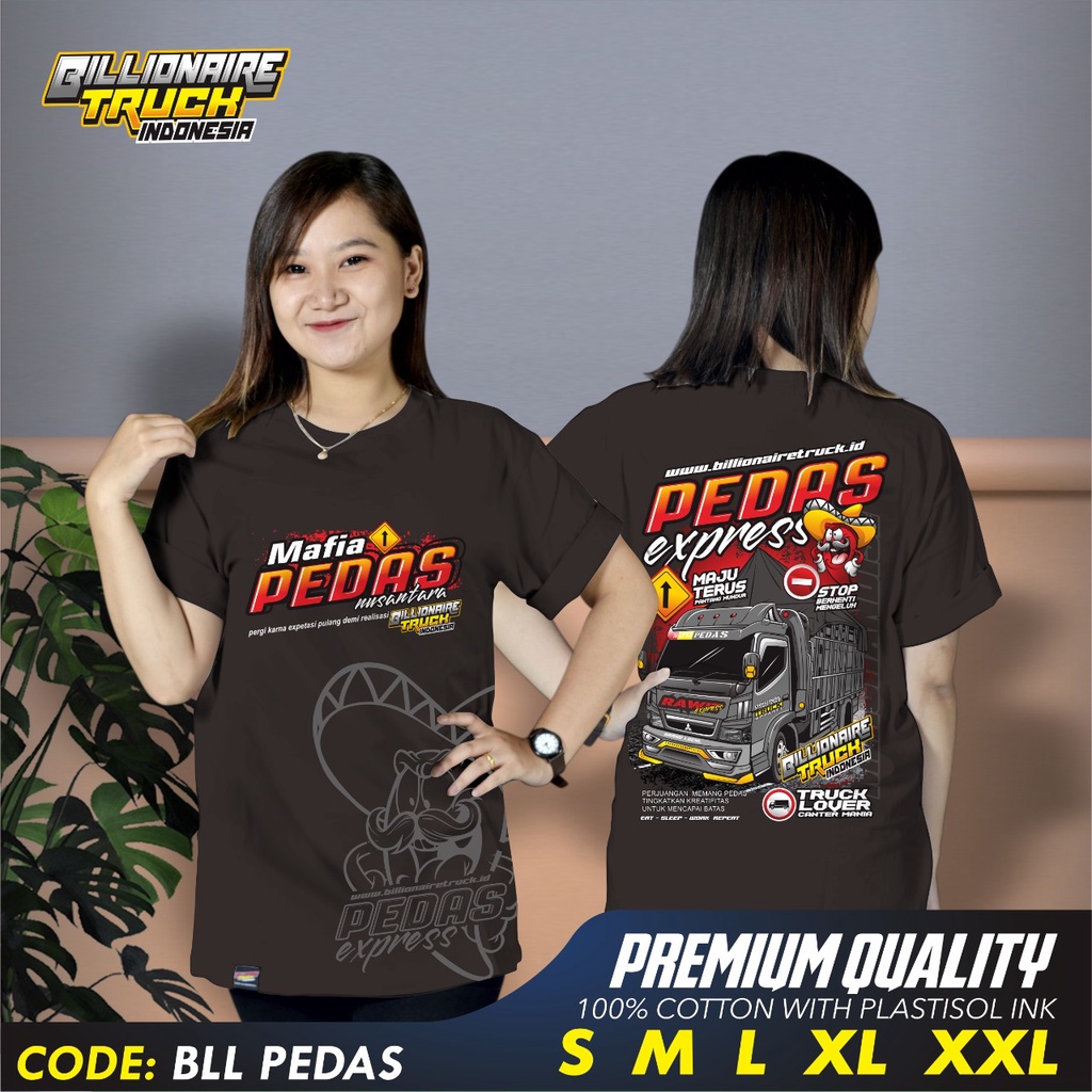 Áo Thun In Chữ Courier Truck Spicy Chilli Express Truck Canter Mania Indonesian Driver Chải Kỹ 24s Dày Cao Cấp Cho Người Lớn