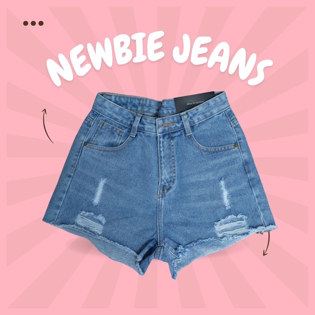 Quần Sọt Jeans Nữ Lưng Cao Chuẩn Form Rách Kiểu (2 màu)