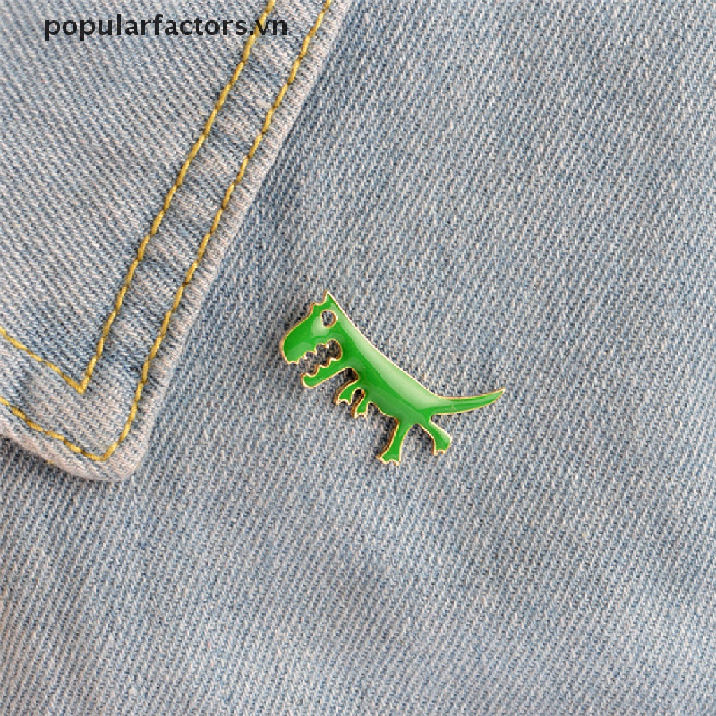 [Phổ Biến] Ghim Cài Cổ Áo Tráng Men Hình Khủng Long Hoạt Hình Cho Nữ [VN]