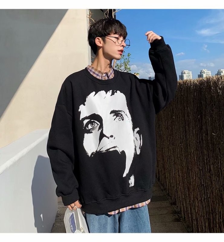 Áo Sweater Tay Dài Cổ Tròn Lót Nhung Phong Cách Hiphop Cho Nam