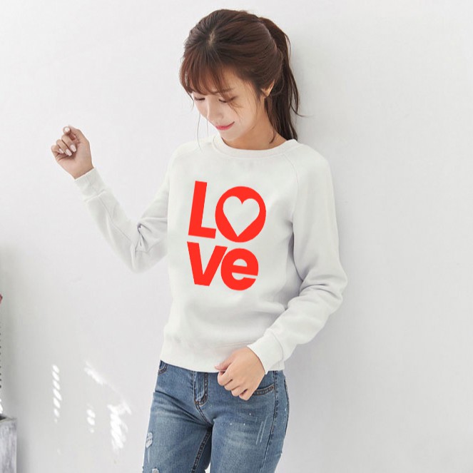 Áo Thun Nữ Sweater Tay Dài Bo In Chữ LOVE DLX