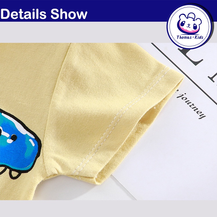 Set Đồ 2 Món Gồm Áo Thun Cotton Tay Cộc In Họa Tiết Khủng Long Hoạt Hình + Quần Ngắn Thời Trang Cho Bé Trai Và Gái 1-5 Tuổi