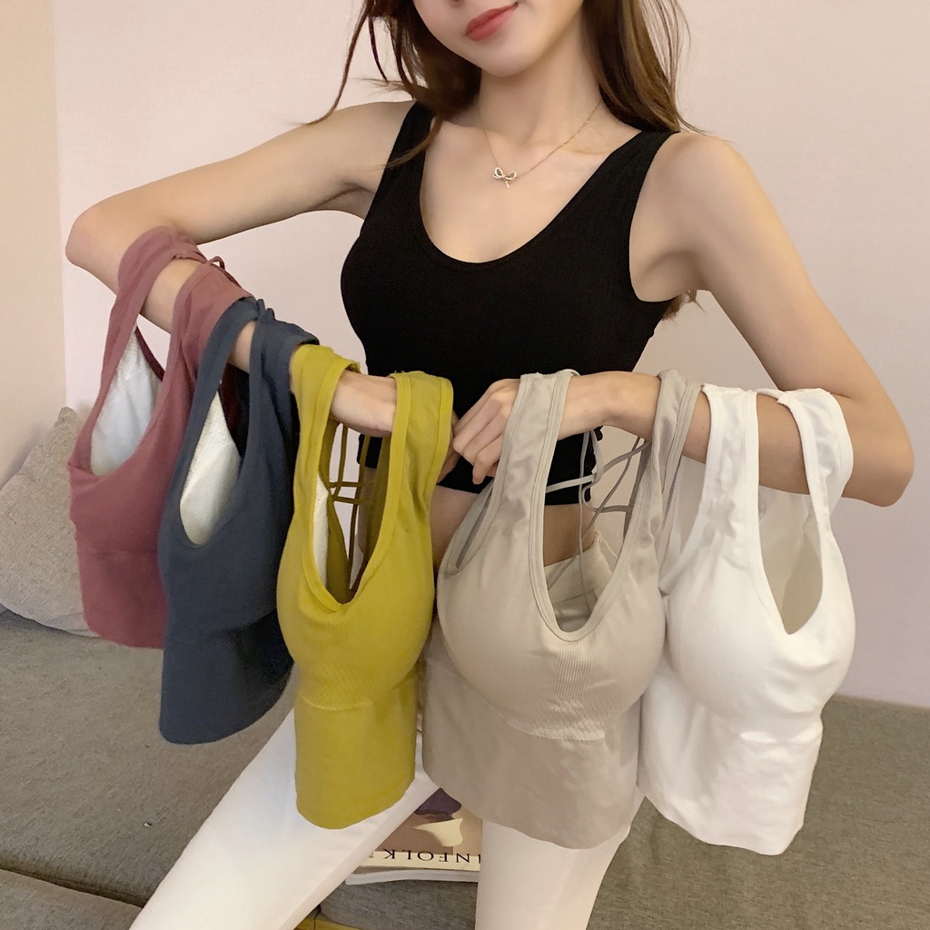 Áo Ngực Dáng Dài Tập Gym Nữ Đan Lưng Dây Chéo Cực Xinh DAN L&amp;U 8088