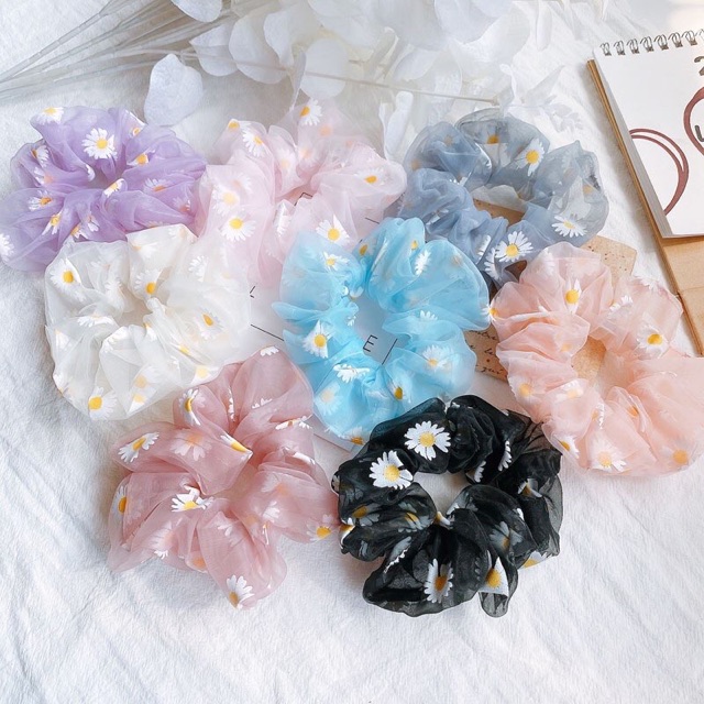 Chun cột tóc Scrunchies hoa cúc