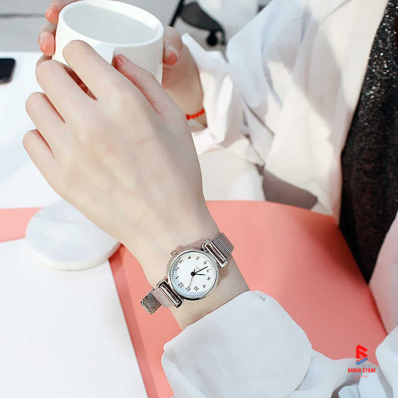 Đồng hồ đeo tay thời trang nữ cao cấp Q.uartz dây kim loại siêu Hot DH12