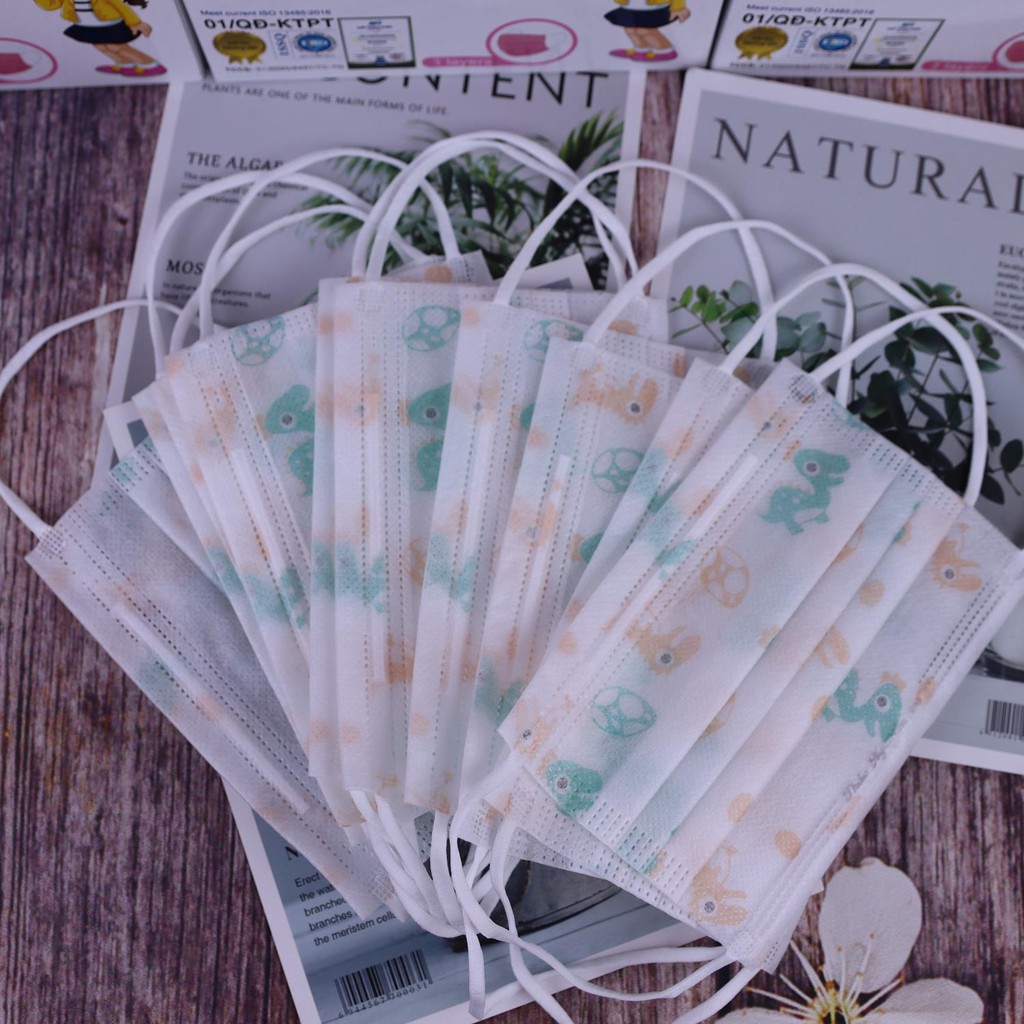 Hộp 50 Cái Khẩu Trang Y Tế Trẻ Em 3 Lớp Thảo Nguyên Xuất Hàn