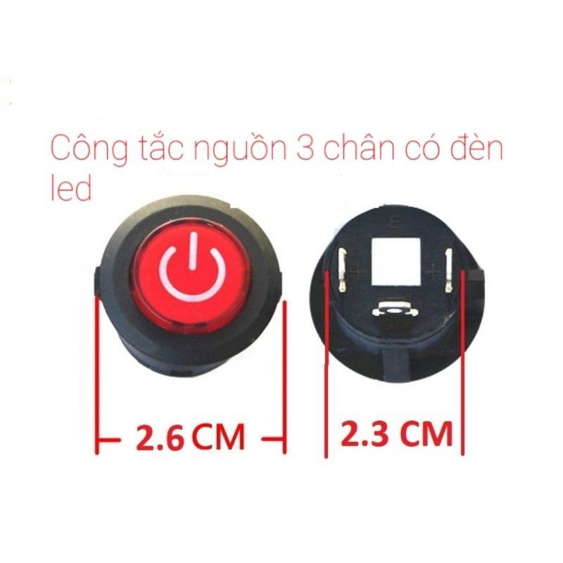 [Giá tốt] Công tắc nguồn tròn 3 chân có đèn xe điện trẻ em 6V-12V