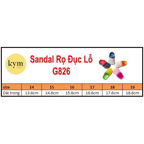 🐥 Sandal Sục Họa Tiết Đục Lỗ Cho Bé G826